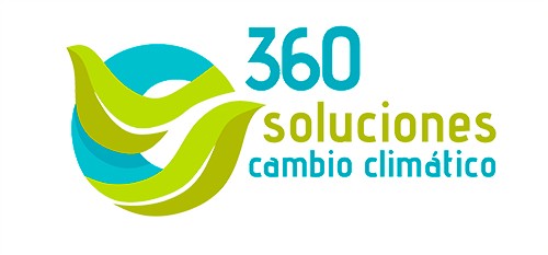 La banda con dos caras que envuelven al logo de 360 Soluciones Cambio Climático